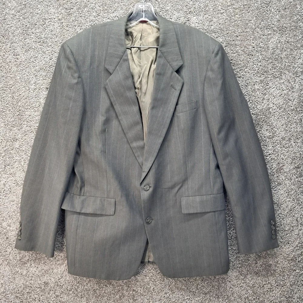 Hart Schaffner & Marx Mens Grey Pinstripe Wool Blend Blazer Sport Coat 42 6977